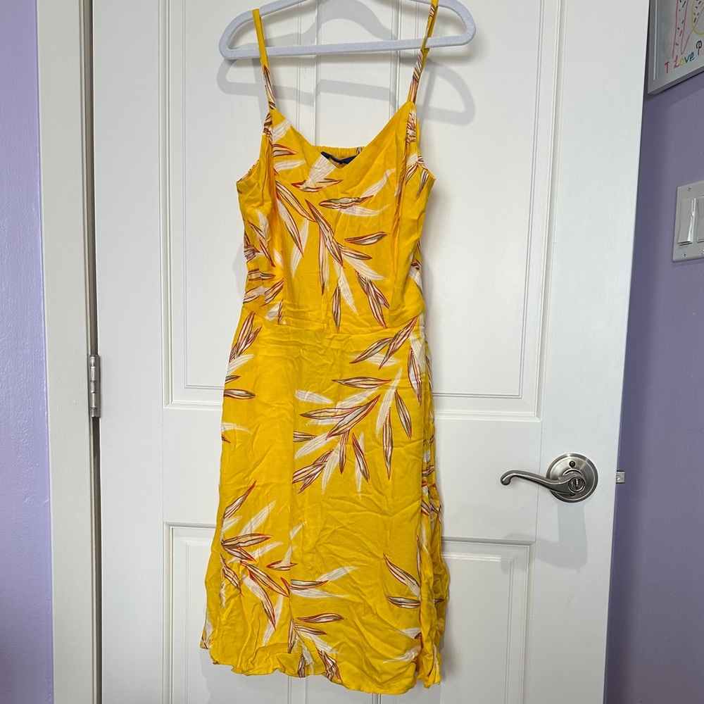 Apt. 9 Yellow and Brown Leaf Print Midi Dress